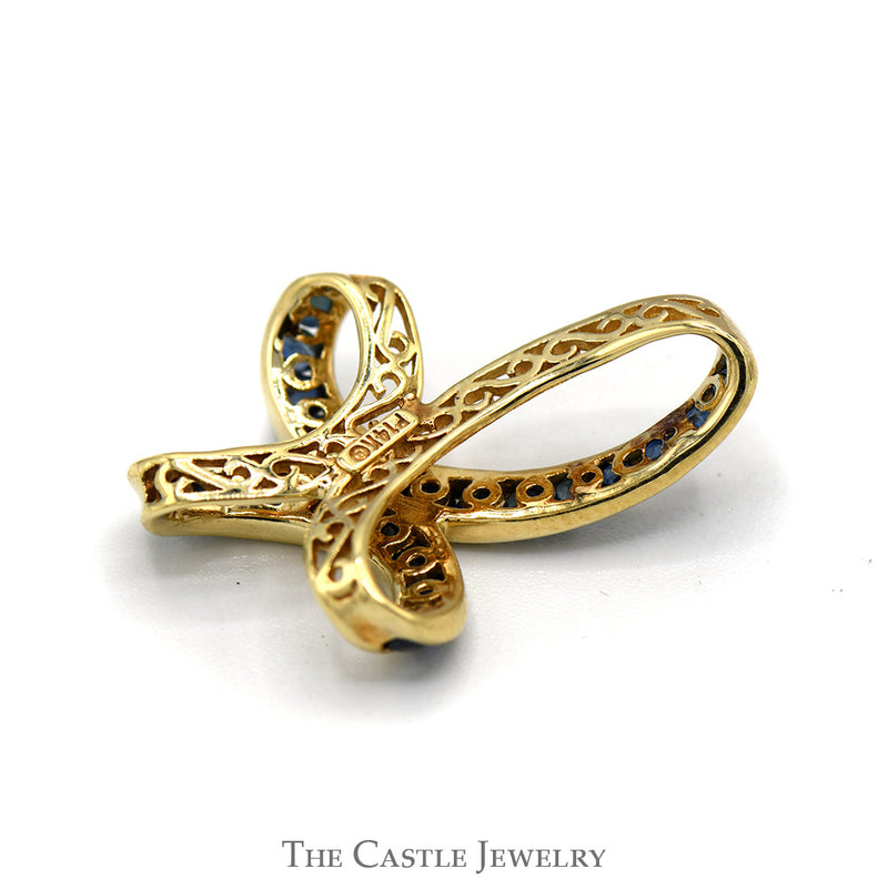 Freeform Channel-Set Sapphire Cross In 14KT Yellow Gold