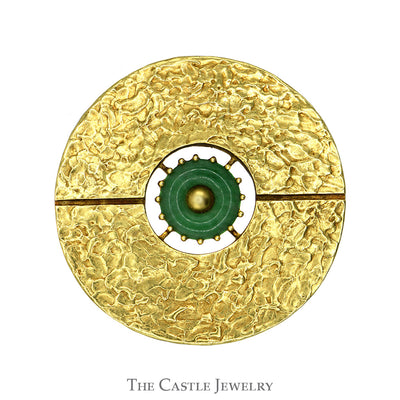 Ed Wiener Designer Green Jade Circle Pin/Pendant Combo in 18k Yellow Gold