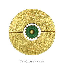 Ed Wiener Designer Green Jade Circle Pin/Pendant Combo in 18k Yellow Gold