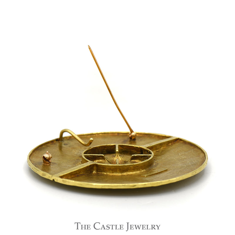 Ed Wiener Designer Green Jade Circle Pin/Pendant Combo in 18k Yellow Gold