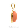 Oval Cabochon Cut Pink Coral Pendant in 14KT Yellow Gold - Thumbnail 3