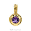 Bezel-Set Round Amethyst Pendant In 10KT Yellow Gold - Thumbnail 1