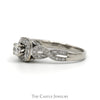 1/2cttw Round Diamond Solitaire Engagement Ring with Halo & Accented Twisted Sides in 14k White Gold - Thumbnail 3