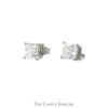 2cttw Princess Cut Lab Grown Diamond Stud Earrings in 14k White Gold - Thumbnail 2