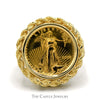 Liberty Coin Ring With Rope Bezel in 14 KT Yellow Gold - Thumbnail 1