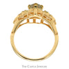 Antique Style Round Diamond Ring with Diamond Accented Open Floral Design in 14k Yellow Gold - Thumbnail 2
