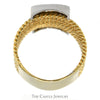 Rectangular Mother Of Pearl Ring with Diamond Halo and Rope Designed Sides in 14k Yellow Gold - Thumbnail 2