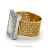 Rectangular Mother Of Pearl Ring with Diamond Halo and Rope Designed Sides in 14k Yellow Gold - Thumbnail 3