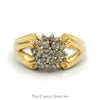 Snowflake Diamond Cluster Ring with Split Shank Sides in 14k Yellow Gold - Thumbnail 1