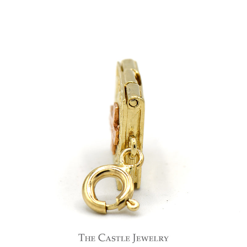 Filigree Design Bible Pendant In 14KT Yellow And Rose Gold