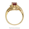 Oval Pink Tourmaline And Channel-Set Diamond Ring in Bypass Design 14 KT Yellow Gold - Thumbnail 2
