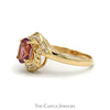 Oval Pink Tourmaline And Channel-Set Diamond Ring in Bypass Design 14 KT Yellow Gold - Thumbnail 3