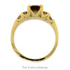 Emerald Cut Watermelon Tourmaline Ring With Channel-Set Diamonds .38 CTTW In 14KT Yellow Gold - Thumbnail 2