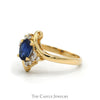 Oval Sapphire Ring With .05 CTTW of Diamonds in Bypass Design 14 KT Yellow Gold - Thumbnail 2
