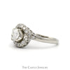 1/2ct Old Mine Cut Diamond Ring with Diamond Accented Bypass Sides in 14k White Gold - Thumbnail 3