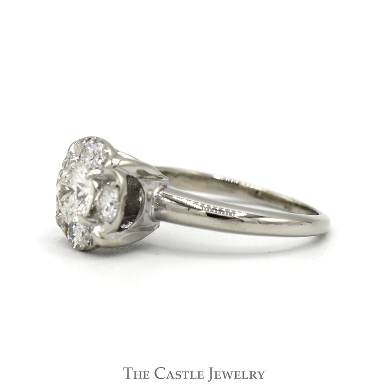 1cttw 5 Round Diamond Cluster Ring in 14k White Gold