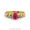 Oval Pink Topaz And Diamond Ring With .25 CTTW Channel-Set Diamonds In 14KT Yellow Gold - Thumbnail 1