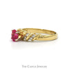 Oval Pink Topaz And Diamond Ring With .25 CTTW Channel-Set Diamonds In 14KT Yellow Gold - Thumbnail 3