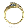 Baguette Cut Multi Gem Channel Set Bypass Ring with Diamond Accents in 14k Yellow Gold - Thumbnail 2