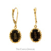 Oval Smoky Quartz Dangle Style Earrings With Lever Backs In 14KT Yellow Gold - Thumbnail 1