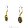 Oval Smoky Quartz Dangle Style Earrings With Lever Backs In 14KT Yellow Gold - Thumbnail 3