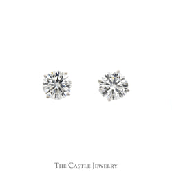 4cttw Round Brilliant Cut Lab Grown Diamond Stud Earrings in 14k White Gold