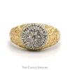 1/4cttw Round Diamond Cluster Ring with Nugget Designed Sides in 10k Yellow Gold - Thumbnail 1