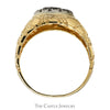 1/4cttw Round Diamond Cluster Ring with Nugget Designed Sides in 10k Yellow Gold - Thumbnail 2