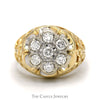 2cttw 7 Round Diamond Cluster Ring with Open Filigree Sides in 14k Yellow Gold - Thumbnail 1