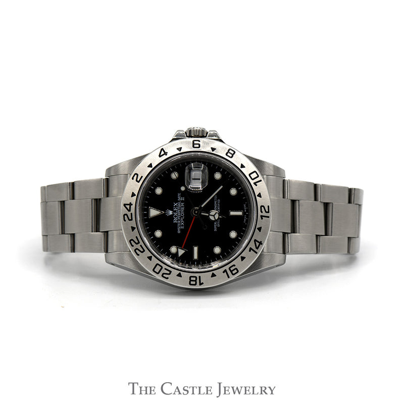 Rolex Explorer II M16570 with Black Dial and Date Indicator in Stainless Steel Oyster Bracelet