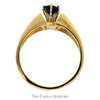 Oval Sapphire Solitaire Ring with Wide Polished Band in 14k Yellow Gold - Thumbnail 2