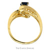 Round Sapphire Ring with Channel Set Diamond Accents in 14k Yellow Gold Bypass Mounting - Thumbnail 2