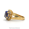 Oval Tanzanite Ring with Diamond Accents in Open 14k Yellow Gold Mounting - Thumbnail 3