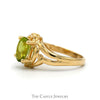 Oval Peridot Ring with Diamond Accents in 14k Yellow Gold Open Split Shank Design - Thumbnail 3