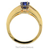 Trillion Cut Tanzanite Ring with Channel Set Diamond Accents in 14k Yellow Gold - Thumbnail 2