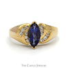 Marquise Tanzanite Ring with Channel Set Diamond Accents in 14k Yellow Gold - Thumbnail 1