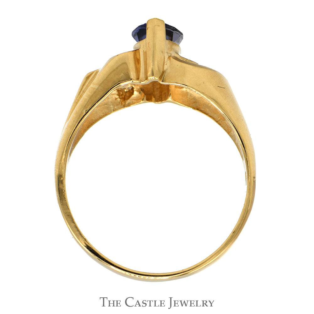 Marquise Tanzanite Ring with Channel Set Diamond Accents in 14k Yellow Gold