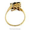 Marquise Shaped Sapphire Cluster ring with Diamond Accents in 14k Yellow Gold Bypass Setting - Thumbnail 2
