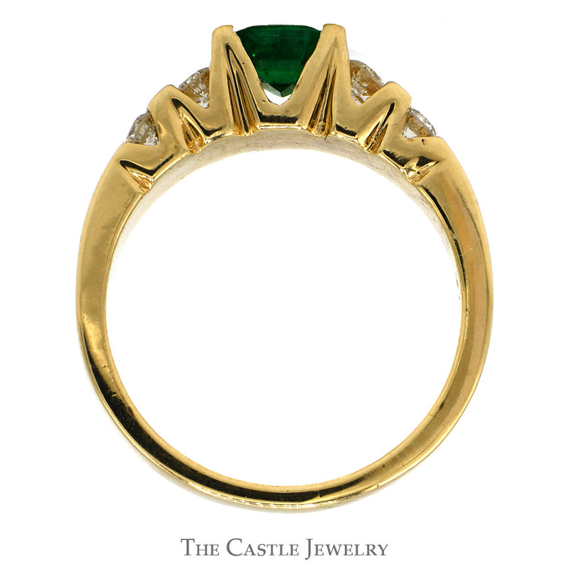 Emerald Cut Emerald Solitaire with Channel Set Diamond Accents in 14k Yellow Gold