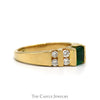 Emerald Cut Emerald Solitaire with Channel Set Diamond Accents in 14k Yellow Gold - Thumbnail 3