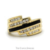 Black Onyx Inlay and Channel Set Diamond Bypass Ring in 14k Yellow Gold - Thumbnail 1