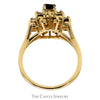 Vintage Style Sapphire & Diamond Cluster Ring in 14k Yellow Gold - Thumbnail 2