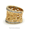 1cttw Wide Channel Set Diamond Open Filigree Band in 10k Yellow Gold - Thumbnail 3