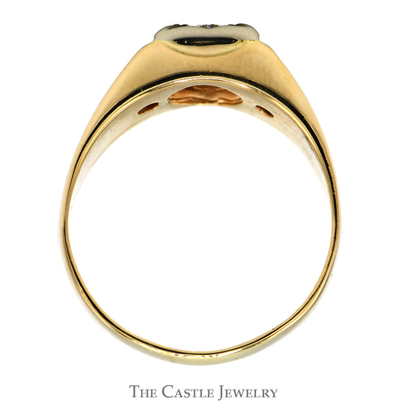 Men's 1/2cttw Round Diamond Solitaire with Diamond Accented Sides in 10k Yellow Gold