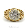 7 Diamond Kentucky Cluster Ring with Open Filigree Sides in 10k Yellow Gold - Thumbnail 1