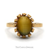 Oval Cabochon Yellow Tigers Eye Ring in 10k Yellow Gold - Thumbnail 1