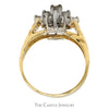 1/4cttw Diamond Starburst Cluster Ring with Ridged Sides in 14k Yellow Gold - Thumbnail 2