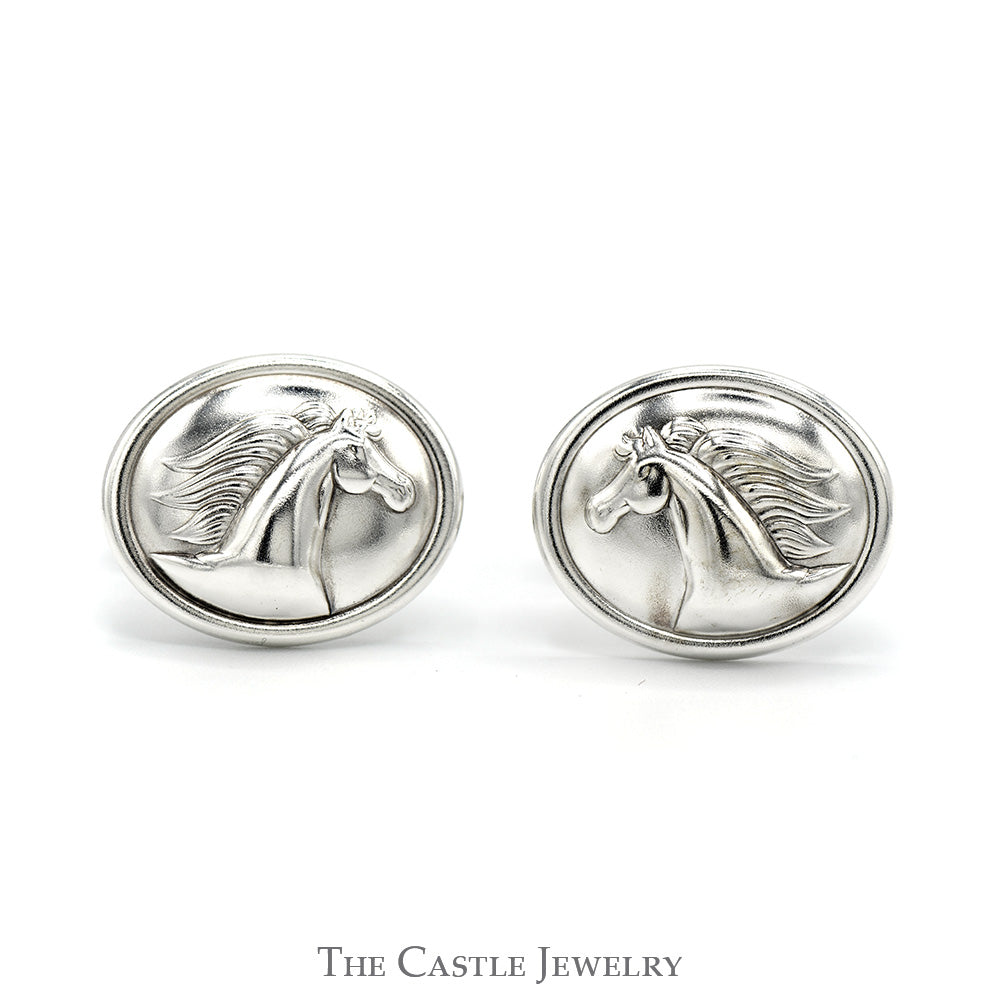 Horse Head Equestrian Themed Sterling Silver Kabana Designer Cufflinks