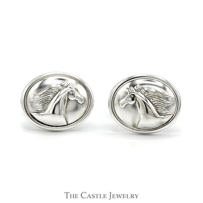 Horse Head Equestrian Themed Sterling Silver Kabana Designer Cufflinks