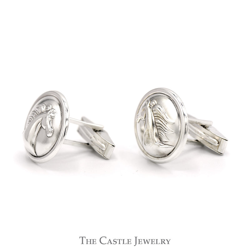 Horse Head Equestrian Themed Sterling Silver Kabana Designer Cufflinks